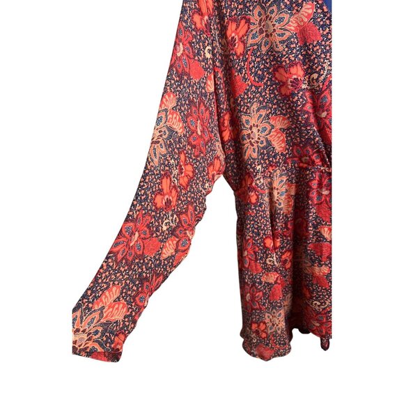 Free People Teegan Floral Print Long Sleeve Wrap Mini Dress Asymmetrical X-Small - Picture 7 of 16